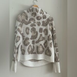 Aqua - Leopard Print (Cream and Brown) Cowl/Turtle Neck Sweater